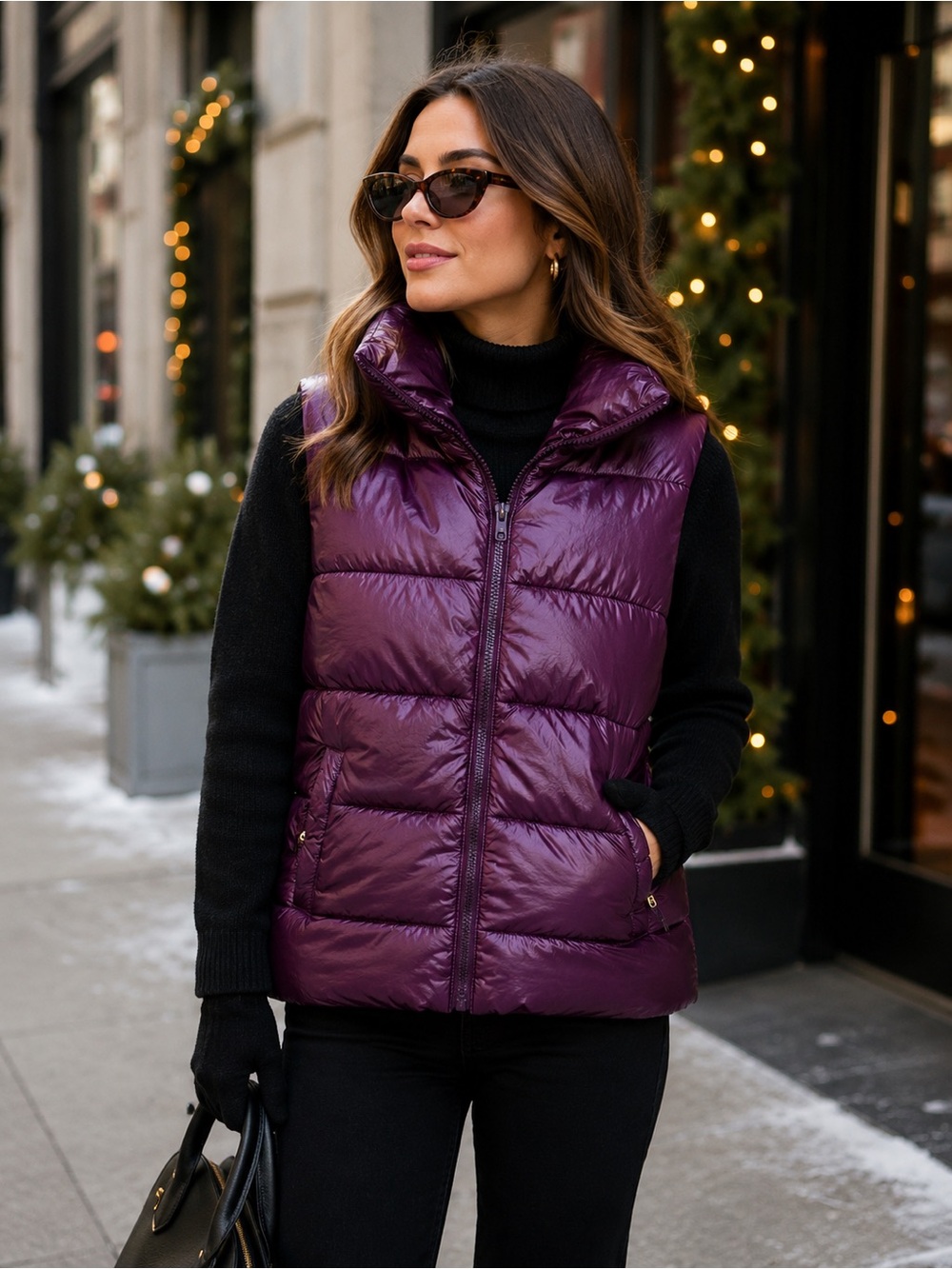 Old Navy Women's Wine Quilted Lightweight Zip Puffer Vest Sleeveless M